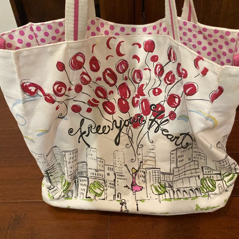 Brighton Canvas Tote Bag Hot Air Balloon -Free Your Heart- - Picture 3 of 7